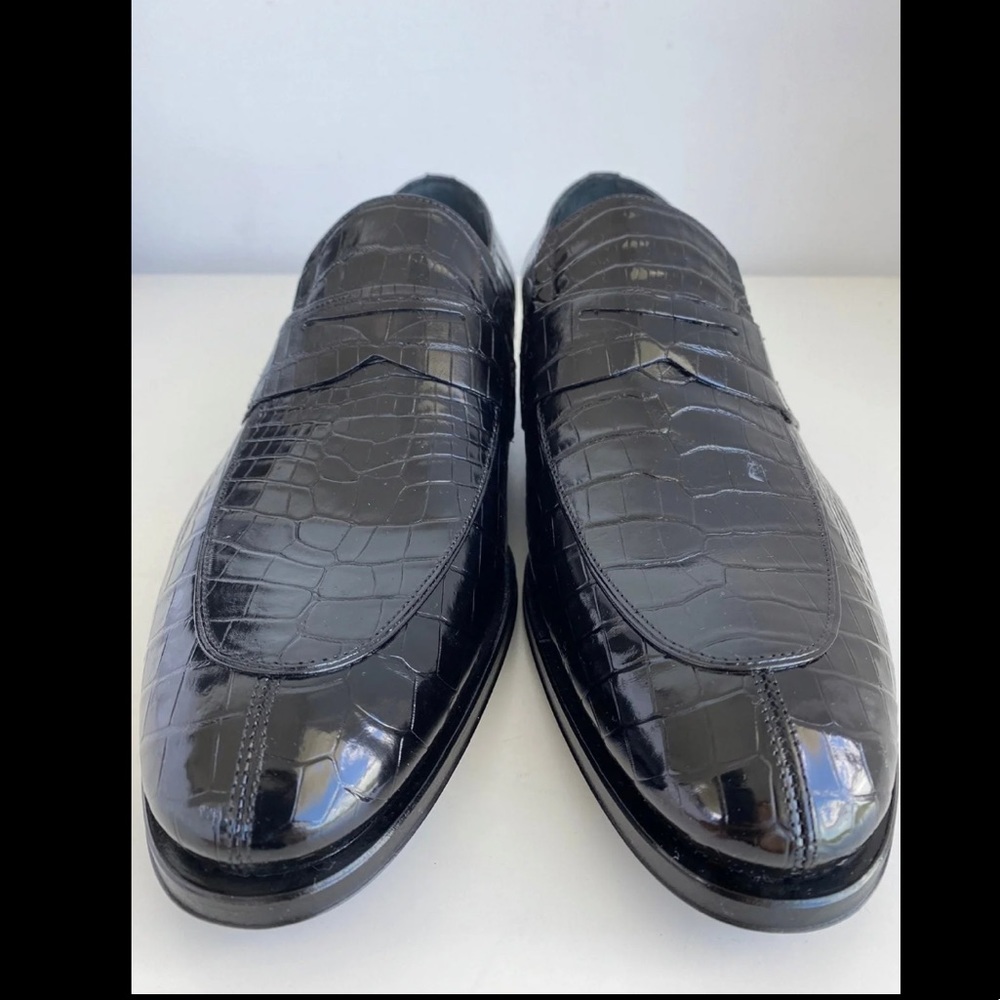 Caporicci 3321 
Genuine Alligator Penny Loafers Shoes Black made 100% in Italy